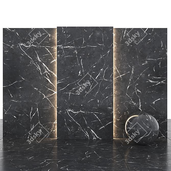 SleekBlackMarble Slabs & Tiles 3D model image 1