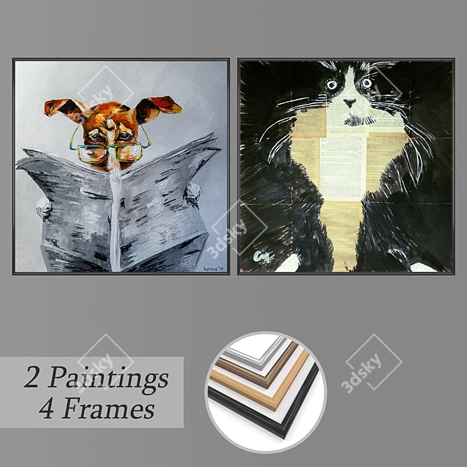 Elegant Wall Art Set with Versatile Frames 3D model image 1