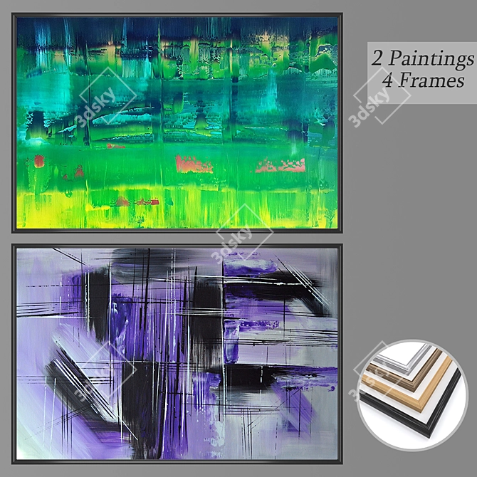 Modern Art 2-Piece Wall Set 3D model image 1