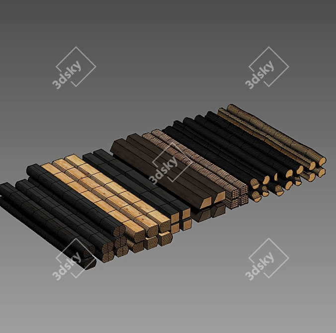 Stained Logs with Various Sections 3D model image 1