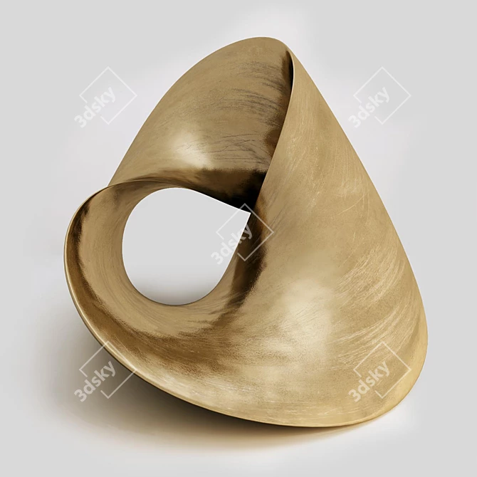 Sleek Abstract Sculpture: 100cm 3D model image 2