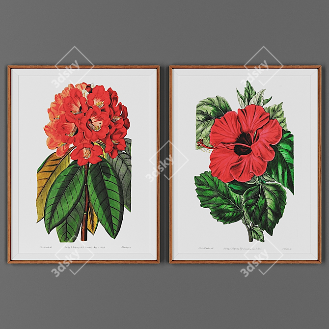 Wooden Framed Picture Set 3D model image 1