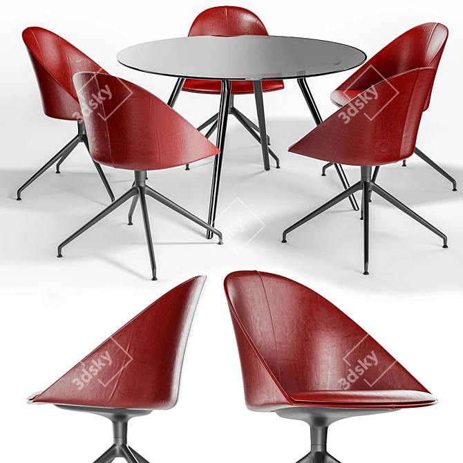 Arper Cila Chair + Meety Table Set 3D model image 1