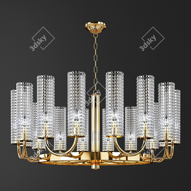 Gilded Glass Sea Chandelier 3D model image 1