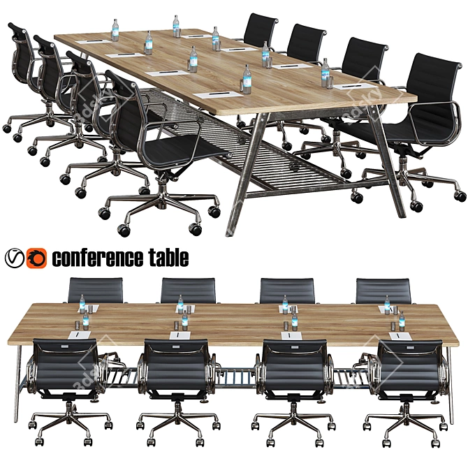 Sleek Conference Table 3D model image 1