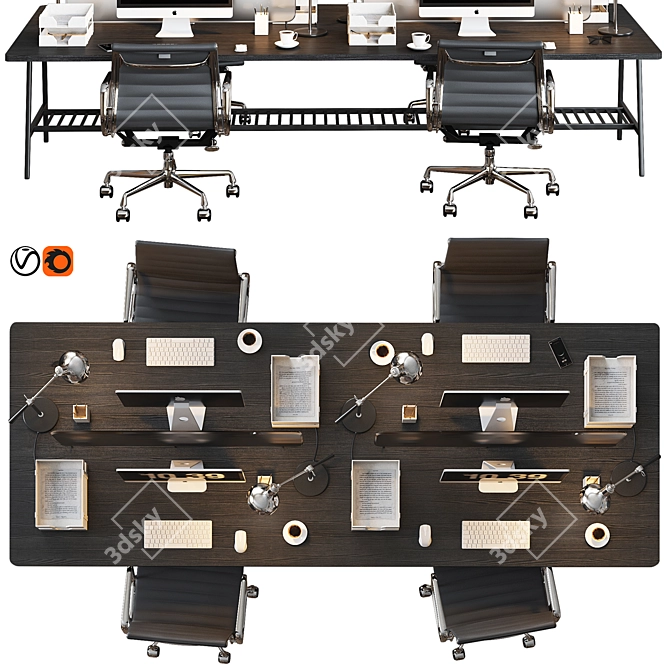 Sleek Office Furniture Set 3D model image 3