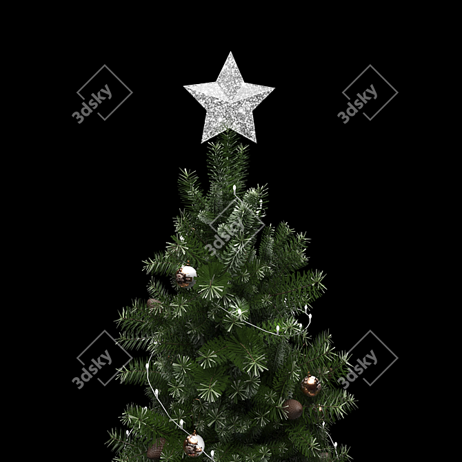 Elegant Christmas Tree Set with Decorations 3D model image 4