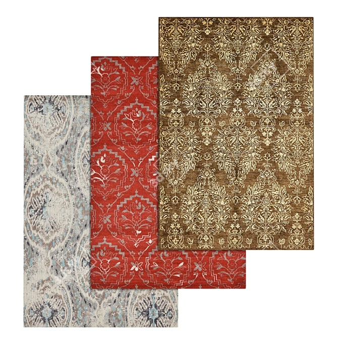 Luxury Set of 3 High-Quality Carpets 3D model image 1