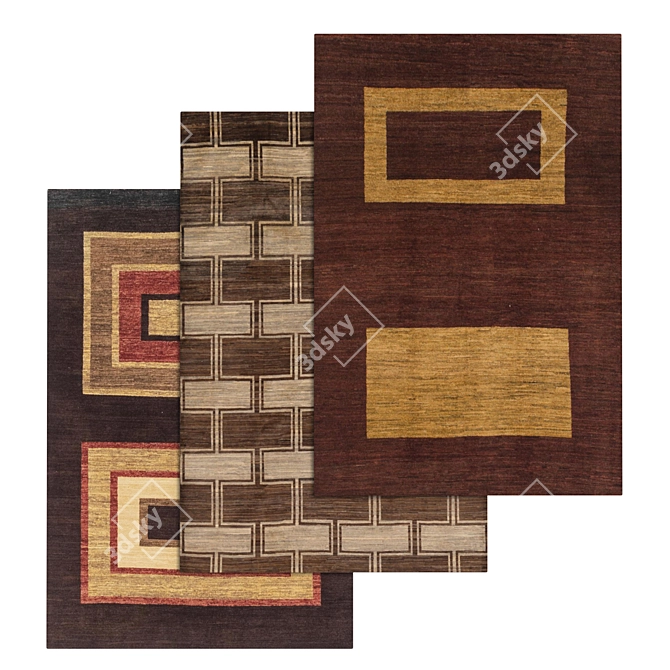 Stylish Carpets Set with High-Quality Textures 3D model image 1
