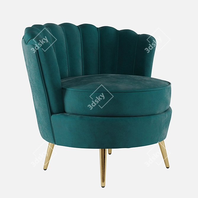 Elegant Velvet Armchair - Pearl Marine 3D model image 1