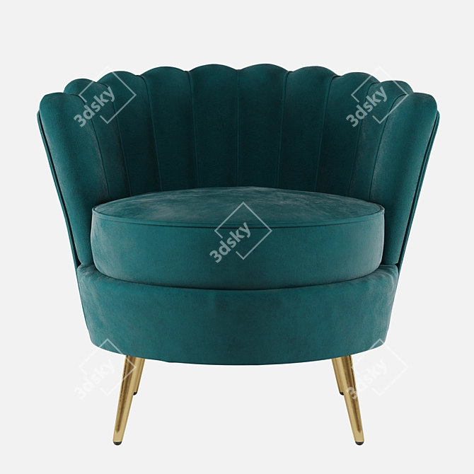 Elegant Velvet Armchair - Pearl Marine 3D model image 2