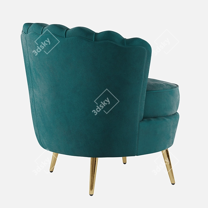 Elegant Velvet Armchair - Pearl Marine 3D model image 4