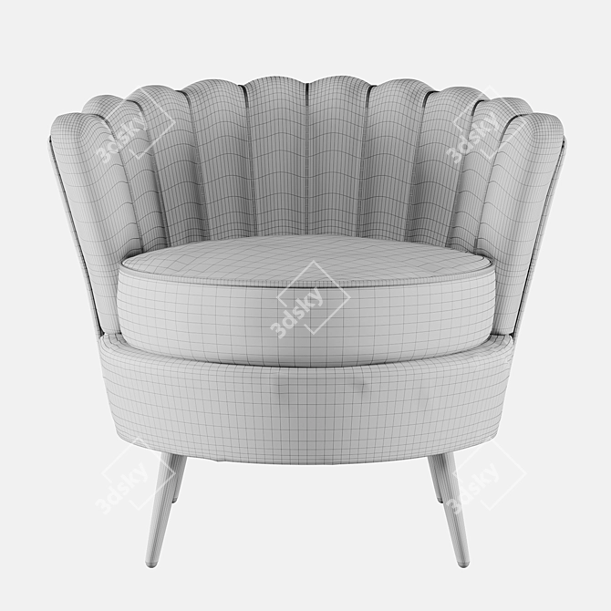 Elegant Velvet Armchair - Pearl Marine 3D model image 5