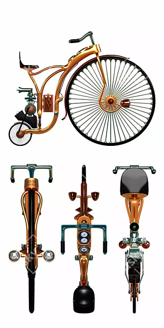 Title: Steam Jamesson Steampunk Bike 3D model image 3