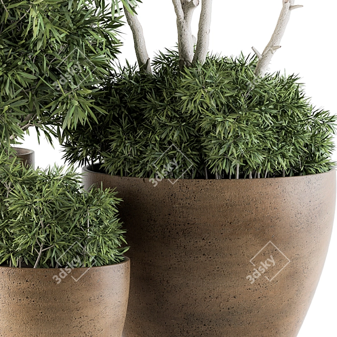 Concrete Pot Outdoor Tree Set 3D model image 4