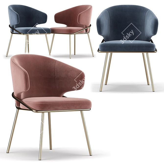 Elegant Windsor Upholstered Chair 3D model image 1
