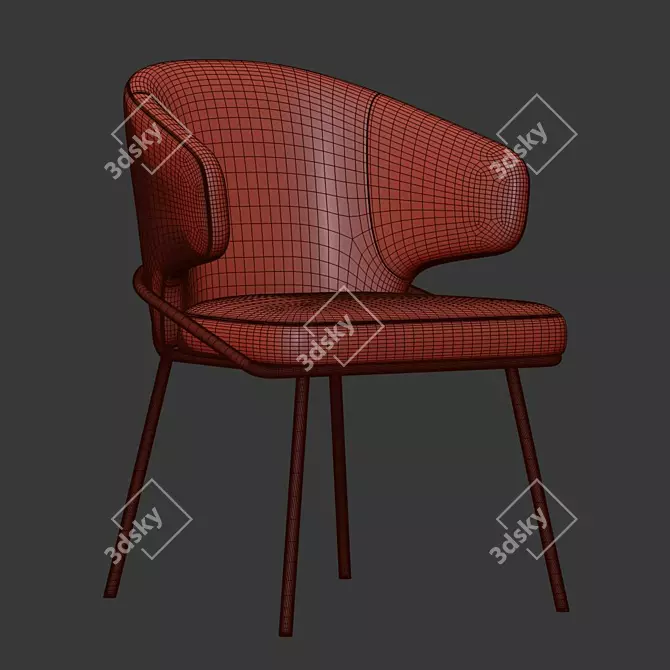 Elegant Windsor Upholstered Chair 3D model image 5