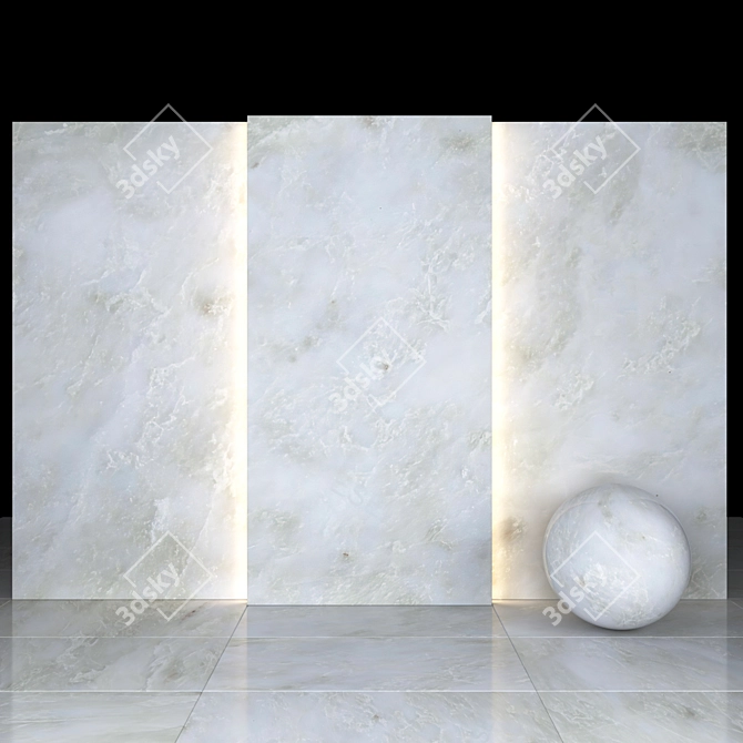 Elegant Silver White Marble: 6 Textures, Stunning Slabs 3D model image 1