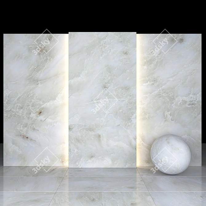 Elegant Silver White Marble: 6 Textures, Stunning Slabs 3D model image 2