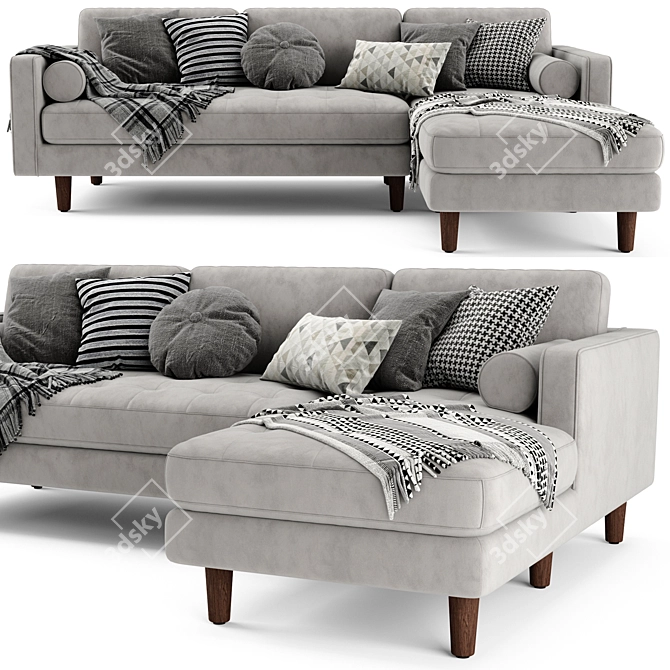 Modern Sven Chaise Sofa 3D model image 2