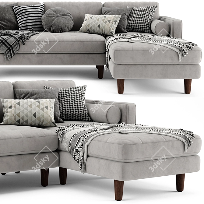 Modern Sven Chaise Sofa 3D model image 3