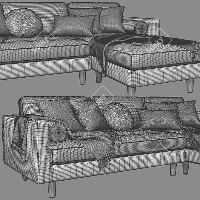 Modern Sven Chaise Sofa 3D model image 5