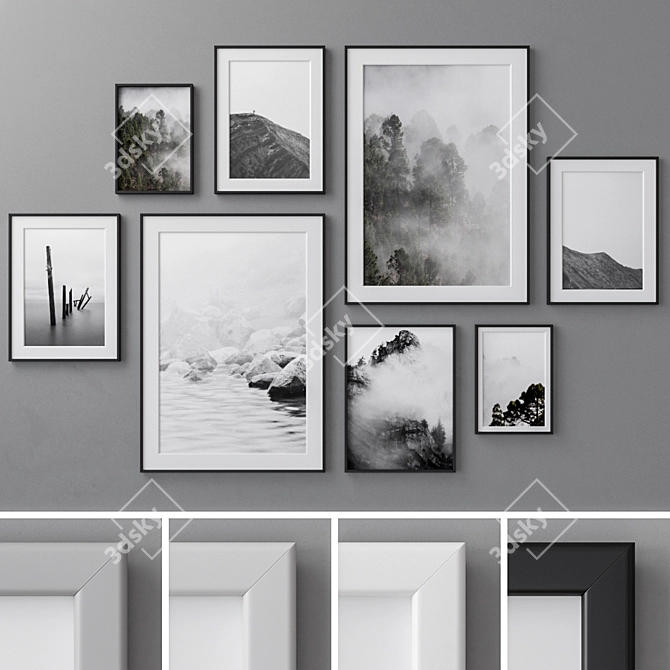 Stylish 10pc Photo Frame Set 3D model image 1