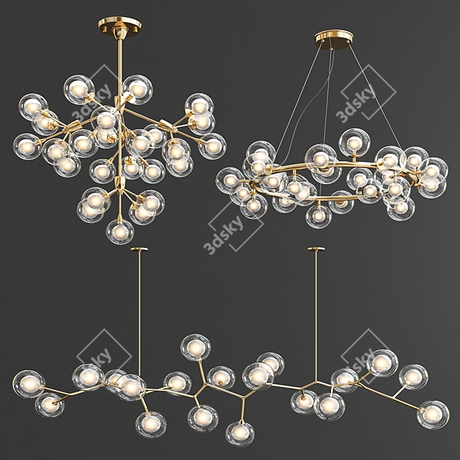 Elegant LED Bubble Chandeliers 3D model image 1