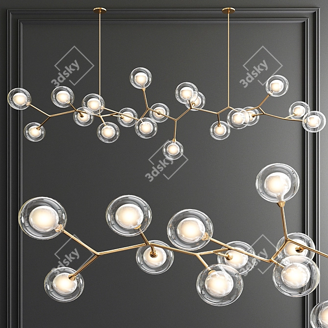 Elegant LED Bubble Chandeliers 3D model image 2