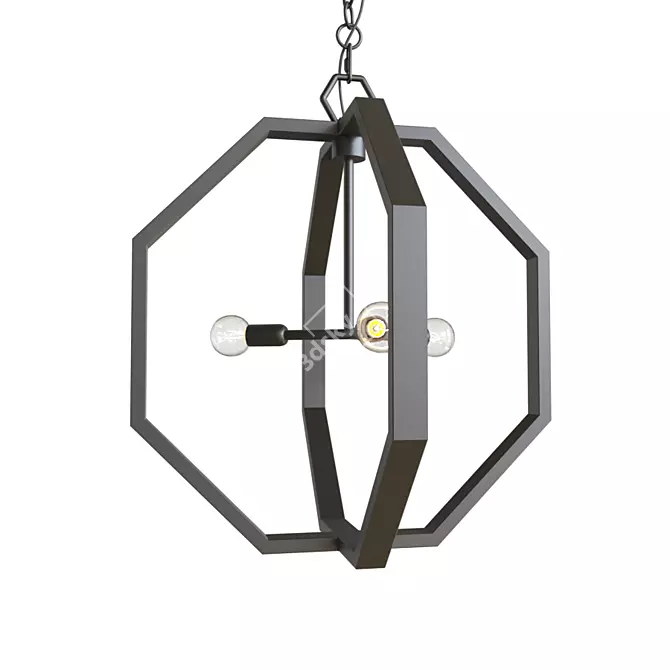 Vintage-inspired Cooper Brass Chandelier 3D model image 1