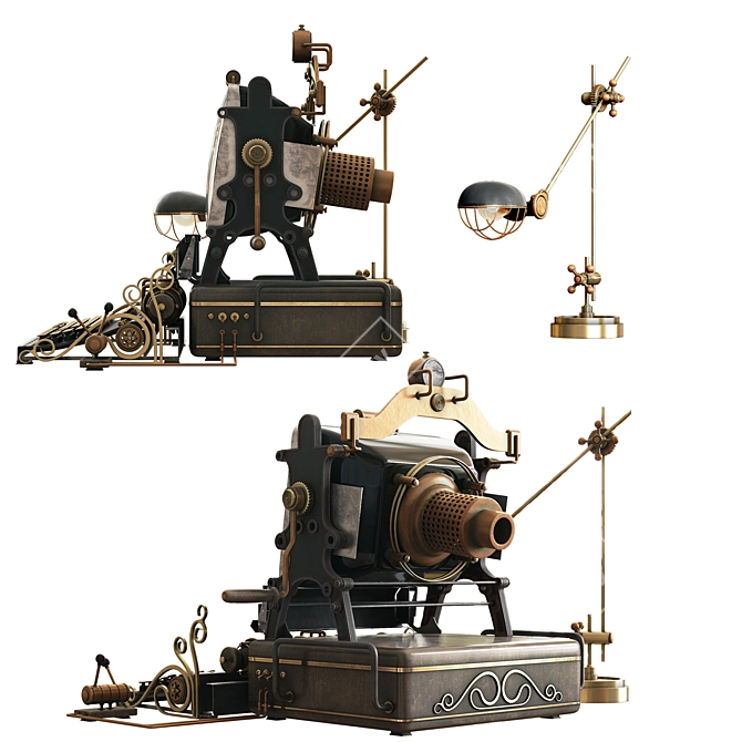 Steampunk Computer: Polys: 209,894, XForm, Box Trick, 150 Model Parts 3D model image 4