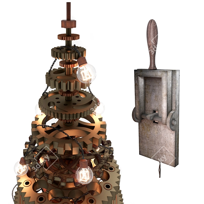 Vintage Steampunk Christmas Tree 3D model image 2