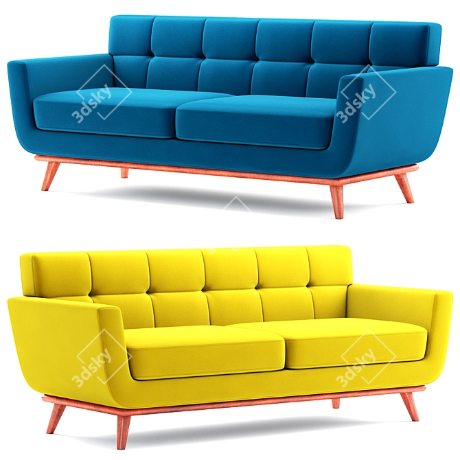 Minimalist Mid-Century Loveseat 3D model image 1