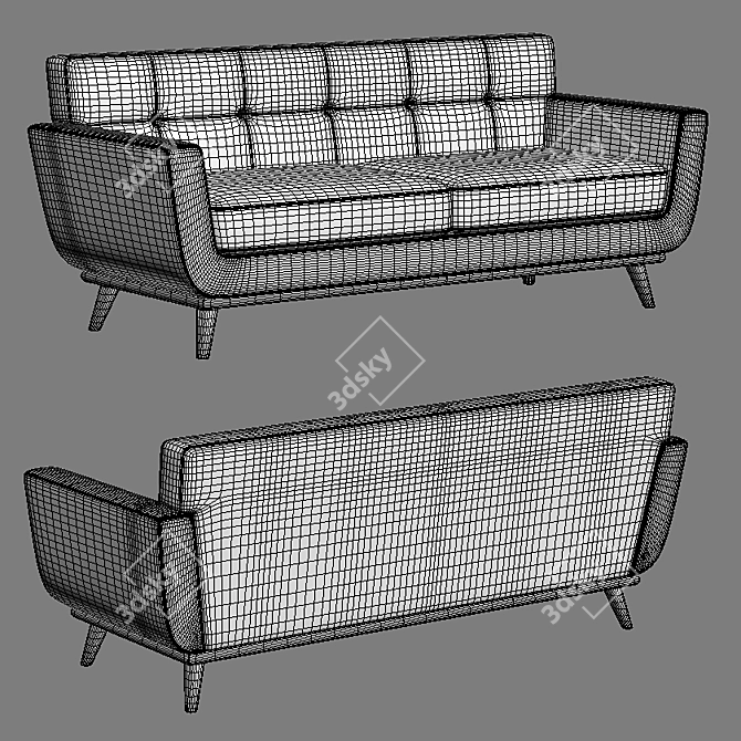 Minimalist Mid-Century Loveseat 3D model image 3