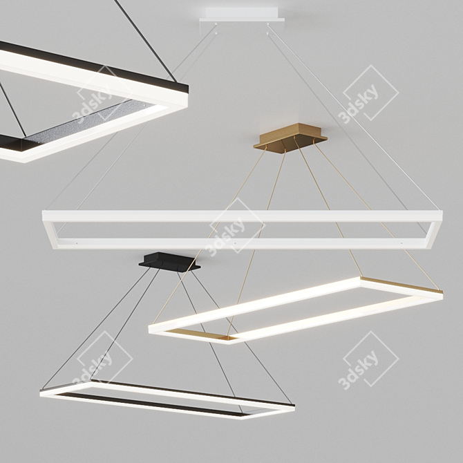 Sleek Circ Square Pendant Light by GROK 3D model image 1