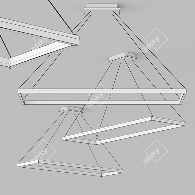 Sleek Circ Square Pendant Light by GROK 3D model image 2