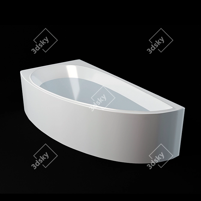 Elegant Asymmetric Bath, 1500*750mm 3D model image 1