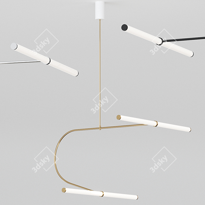 Brass Tube Pendant Light - Naama Hofman 3D model image 1