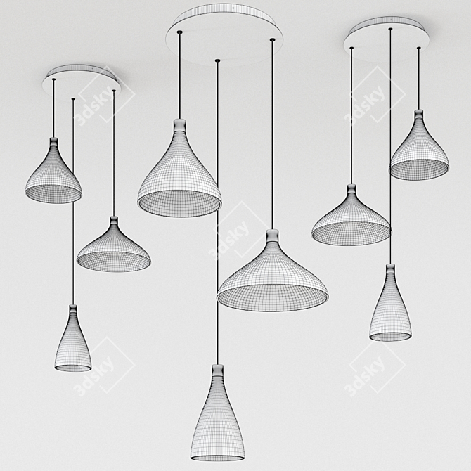 Sleek Swell 3-Light Chandelier 3D model image 2