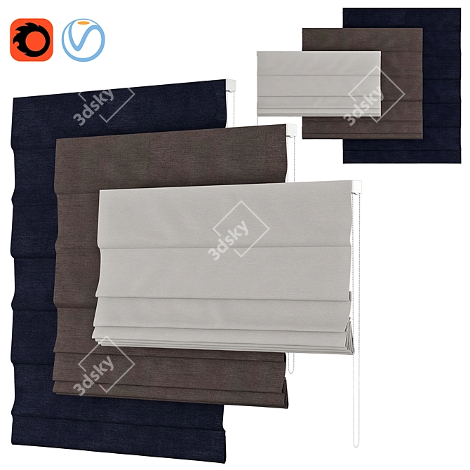 Elegant Roman Curtains for Nursery 3D model image 1