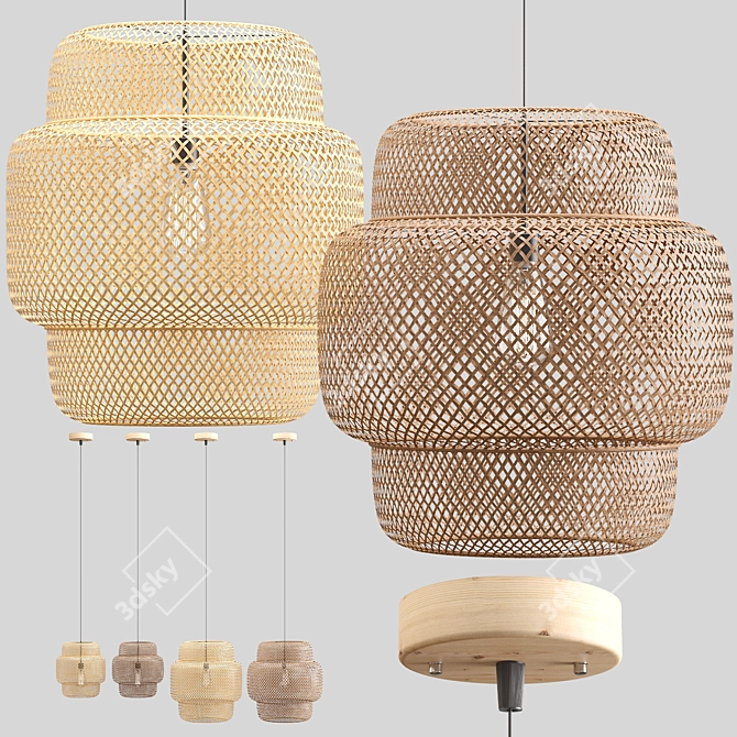 Handcrafted Rattan Pendant Lights 3D model image 5