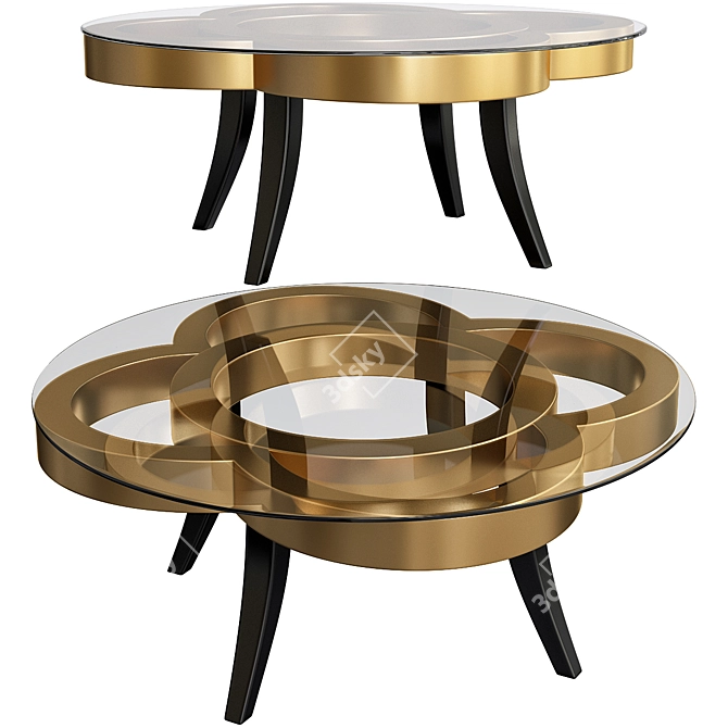 Elegant Gatsby Black & Gold Coffee Table 3D model image 1