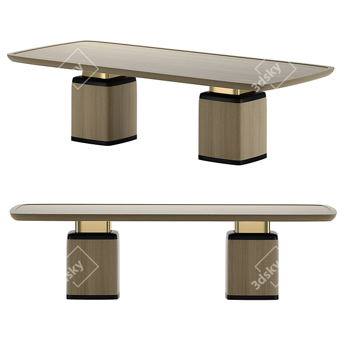 Sleek Satin Wood Dining Table 3D model image 1