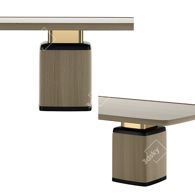 Sleek Satin Wood Dining Table 3D model image 2
