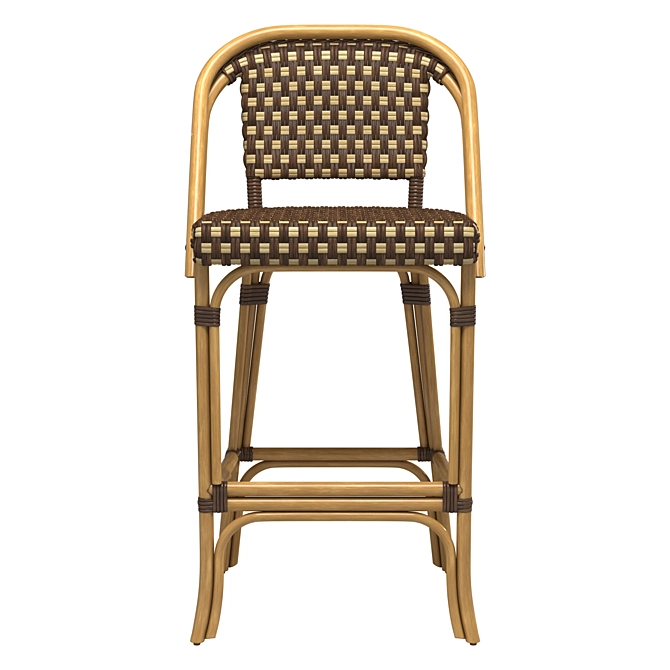 Rustic Rattan Bar Stool 3D model image 2