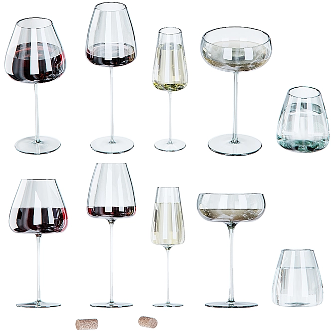 Bork Glassware Set: Wine, Champagne, Cocktails 3D model image 1