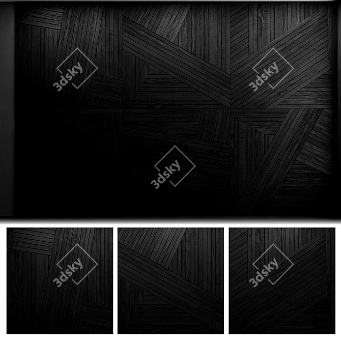 Black Wooden Decor Wall Panel 3D model image 1