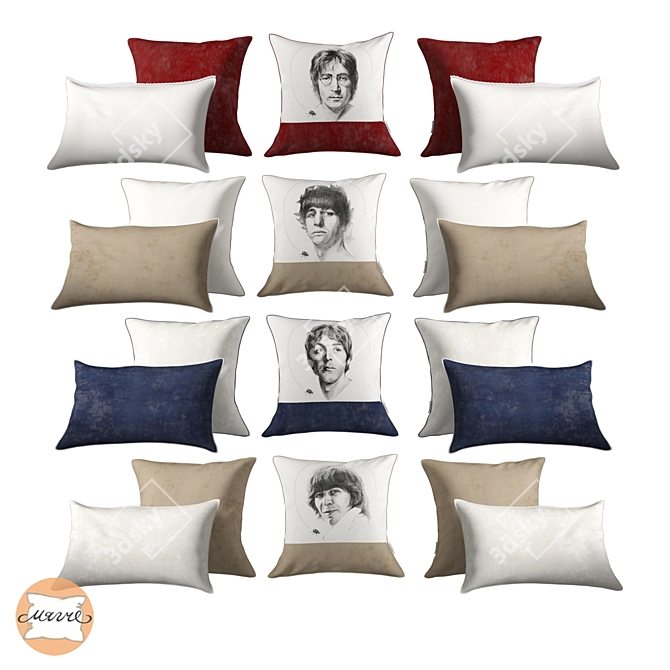 The Beatles Cushion Set by Softer 3D model image 2