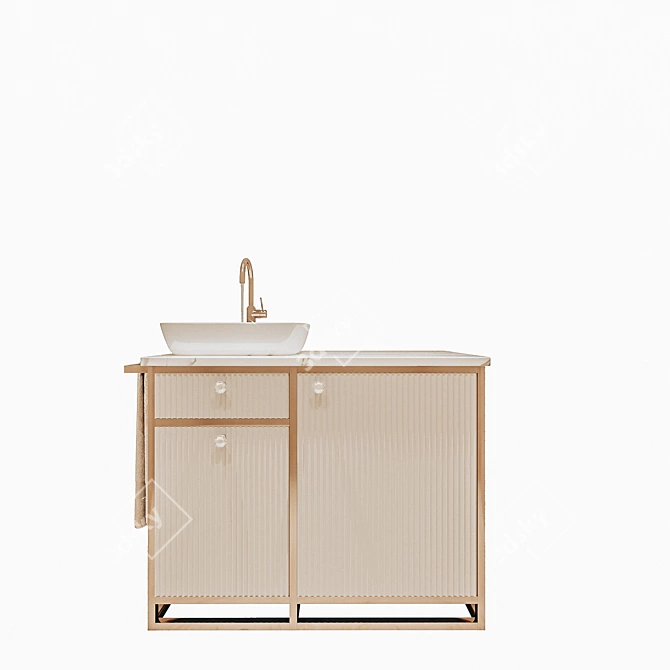 Modern Vanity Set with Storage 3D model image 2