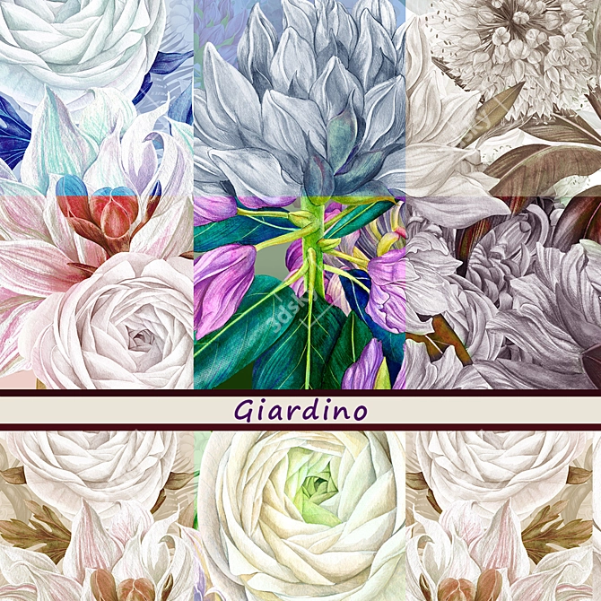 Eternal Beauty: Giardino Floral Wallpaper 3D model image 1